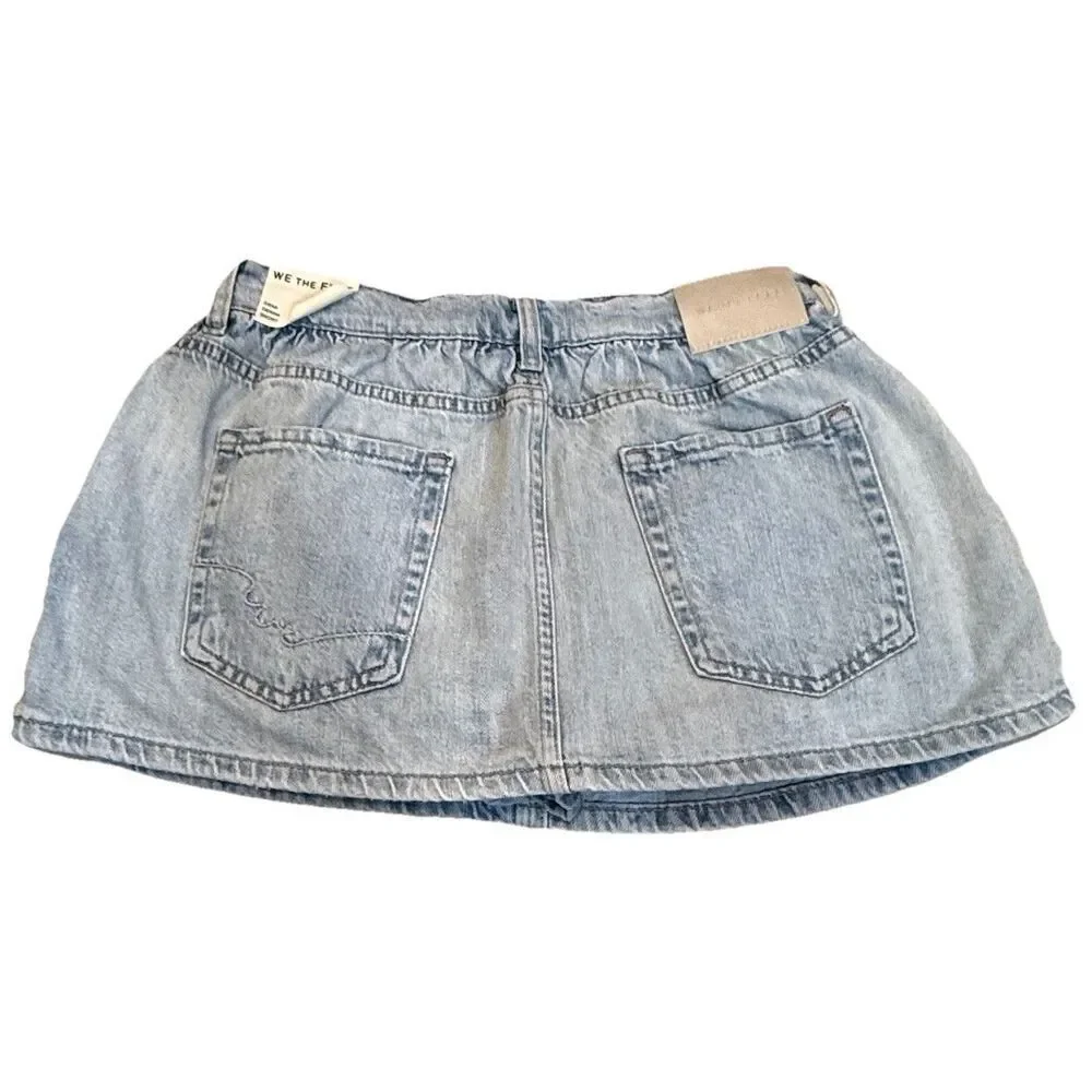 Free People We The Free Demi Denim Skort 28 Aura Blue Jean Mini Skirt Shorts